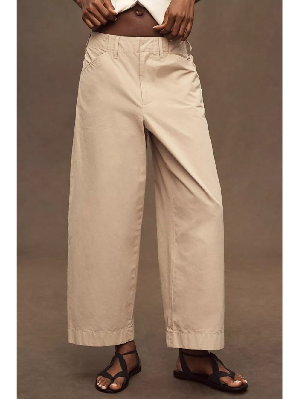 RAG & BONE Bank Wide Leg Ankle Pants in Beige Khaki Size 10